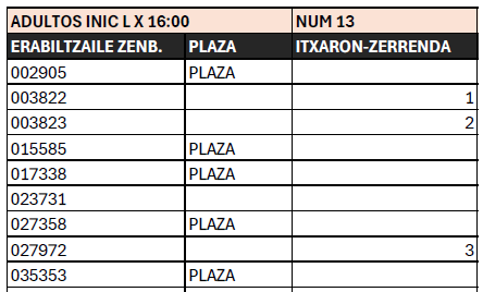 Igeriketa ikastaroen zozketaren emaitzak